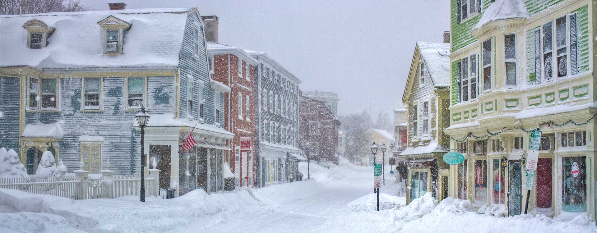 Marblehead Downtown Snow by Mike Porter